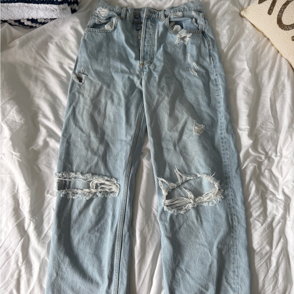 Boyish Blue Boyfriend Jeans Distressed Style